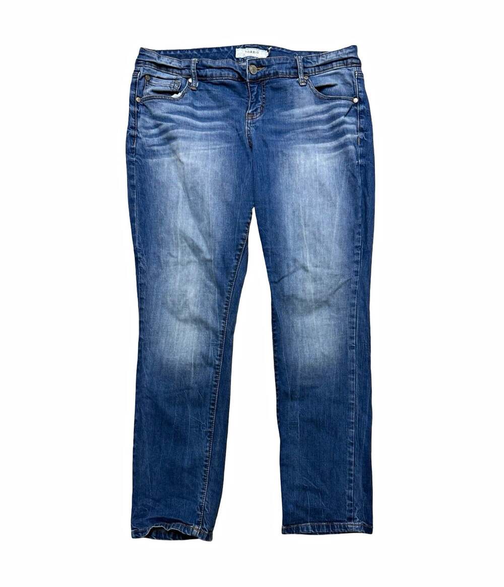 Torrid Women’s Blue Medium Wash Slim Straight Stretch Jeans 5-Pocket Button